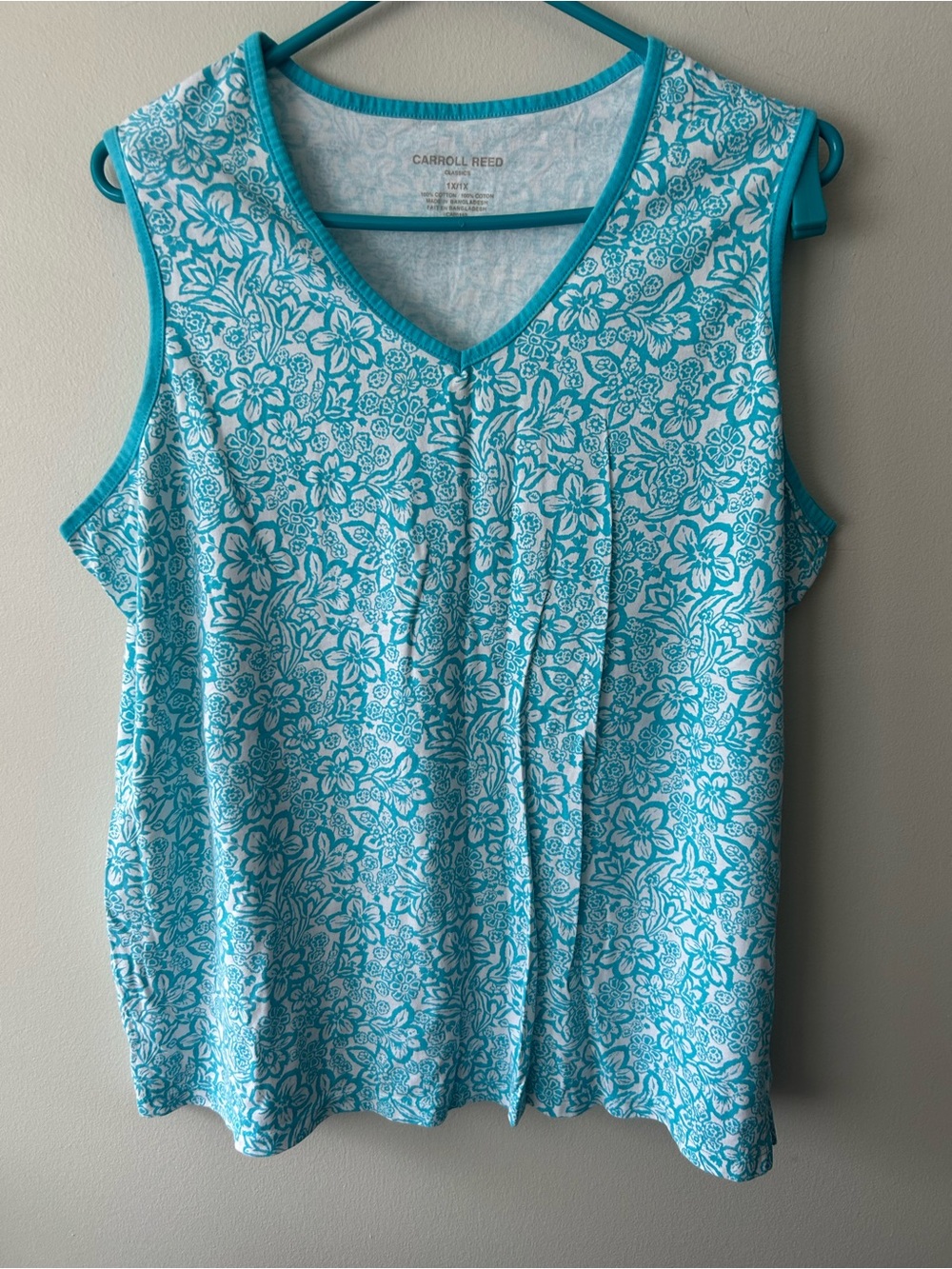 Carroll Reed Turquoise Floral V-Neck Sleeveless Tank